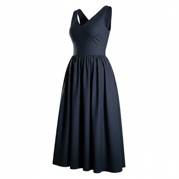 Laura Ashley Dresses & Skirts - Vintage Laura Ashley Black Cotton V-Neck Midi Dress Made in Great Britain 12
